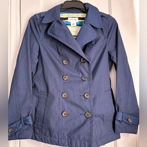 St. John’s Bay Navy Blue Double-Breasted Trench Jacket Coat, Sz: M
